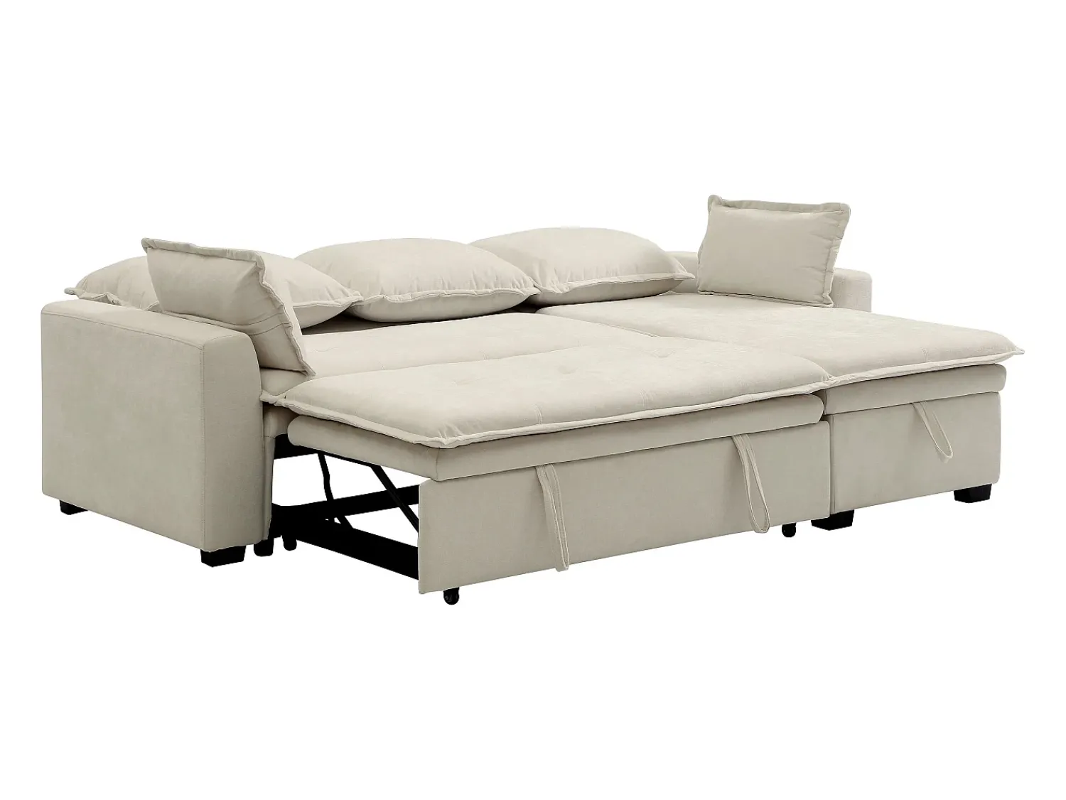 Vente-unique Sofá de canto conversível e reversível em tecido branco creme ZAKILA Branco sujo