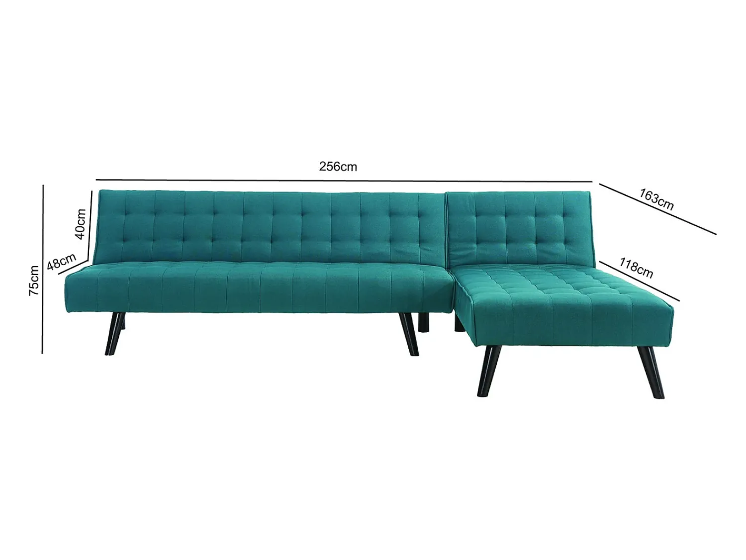 Sofá*Concept-Usine Sofá de canto conversível TIM de 4 lugares em tecido -pato - Elegante e moderno, ideal para família e convidados Azul