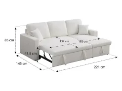 Sofá|Habitat et jardin Sofá de canto conversível/reversível com baú "Alain" - 3 lugares - Bouclettes - Branco