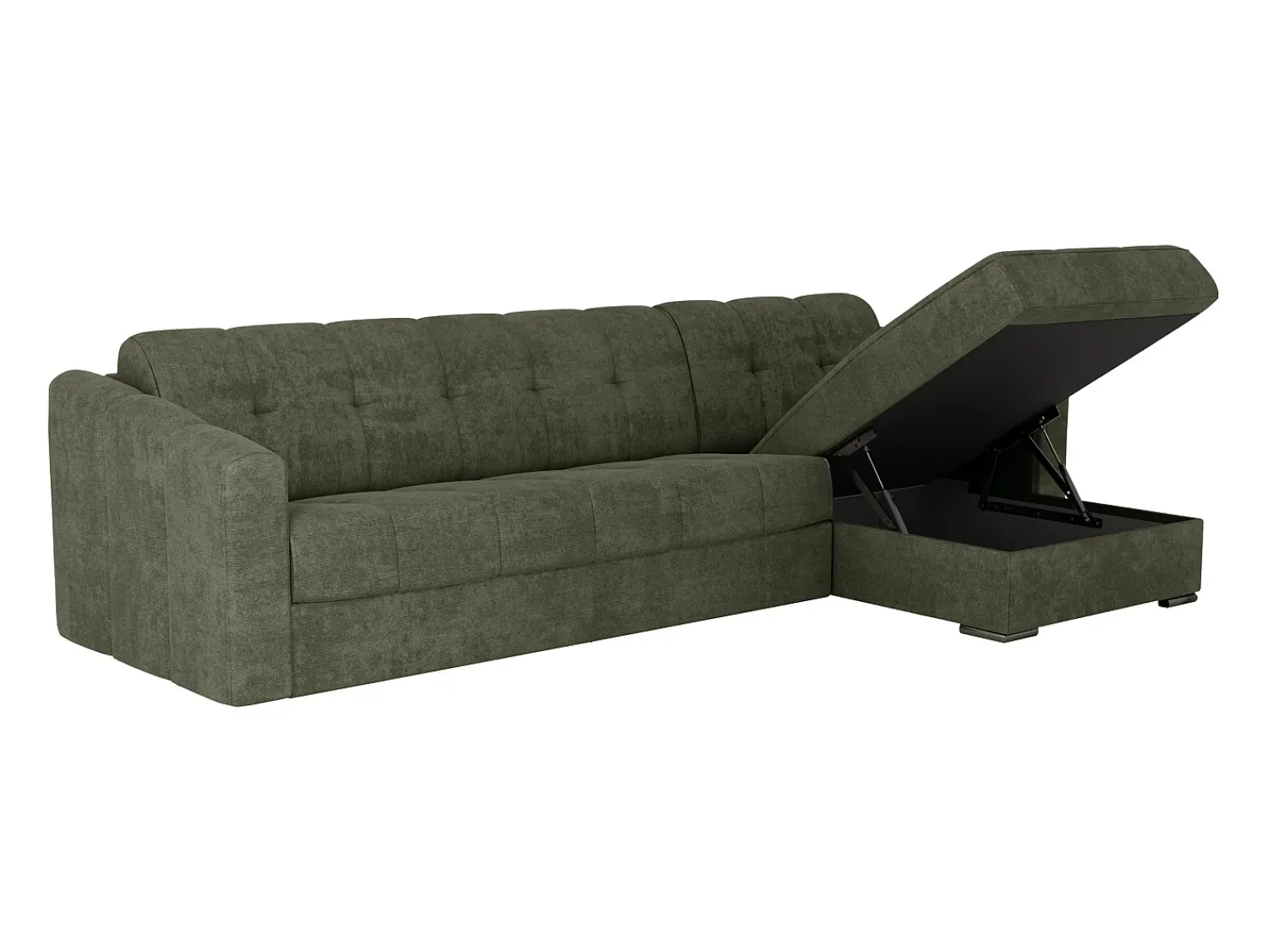 Sofá|Vente-unique Sofá de canto convertível abertura rápida tecido verde ripas largas - 160 cm - 14 cm DARIELO Caqui