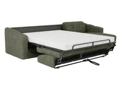 Sofá|Vente-unique Sofá de canto convertível abertura rápida tecido verde ripas largas - 160 cm - 14 cm DARIELO Caqui