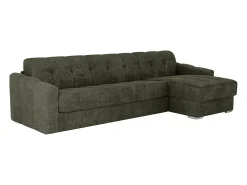 Vente-unique Sofá de canto convertível abertura rápida tecido verde ripas largas - 160 cm - 22 cm DARIELO^ Sofá