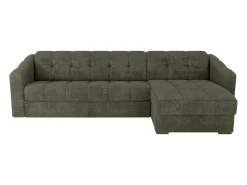 Sofá|Vente-unique Sofá de canto convertível abertura rápida tecido verde ripas largas - 140 cm - 14 cm DARIELO Caqui