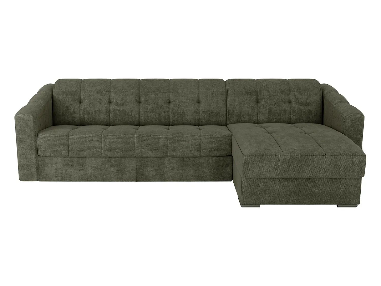 Sofá|Vente-unique Sofá de canto convertível abertura rápida tecido verde ripas largas - 140 cm - 14 cm DARIELO Caqui