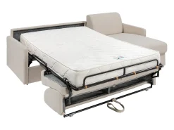Best Vente-unique Sofá de canto convertível abertura rápida tecido , cama 140 cm e colchão 18 cm CALIFE Bege