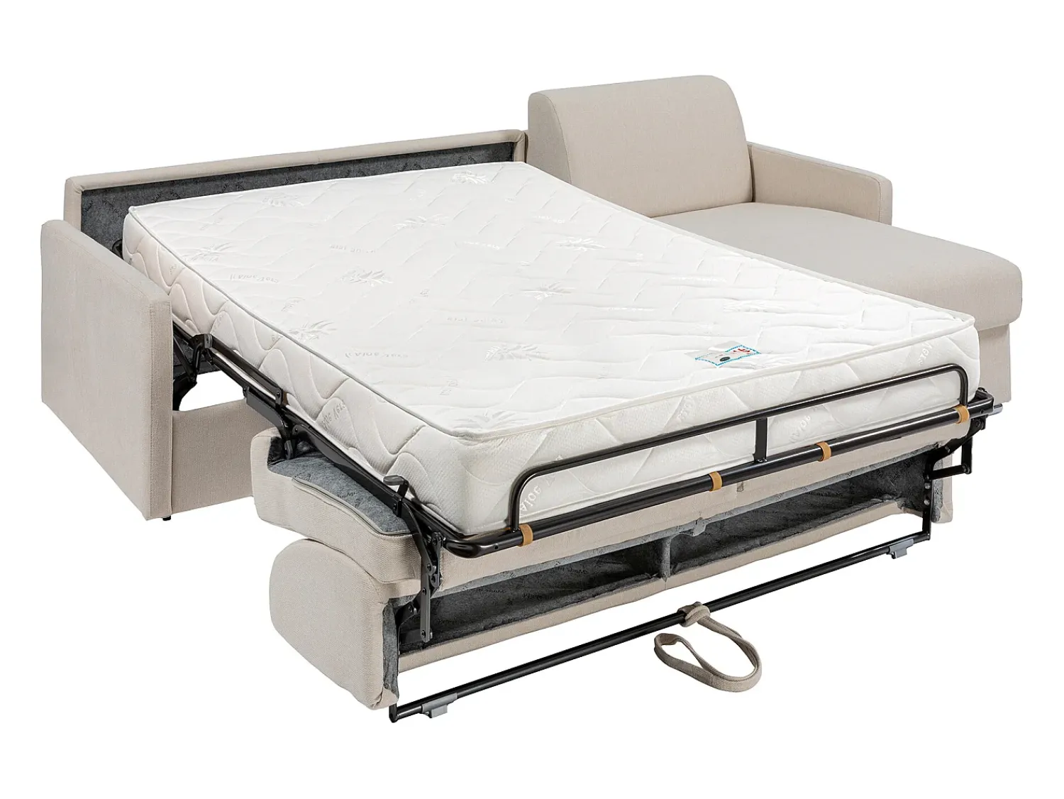Best Vente-unique Sofá de canto convertível abertura rápida tecido , cama 140 cm e colchão 18 cm CALIFE Bege