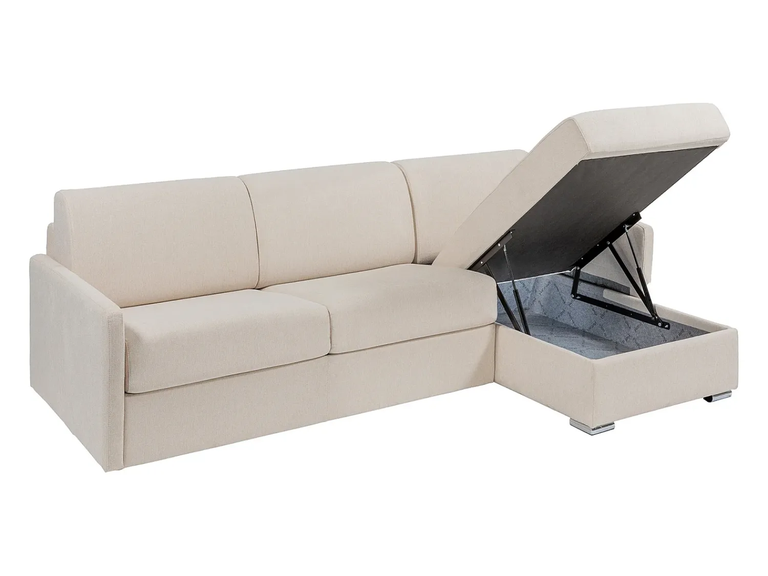 Best Vente-unique Sofá de canto convertível abertura rápida tecido , cama 140 cm e colchão 18 cm CALIFE Bege