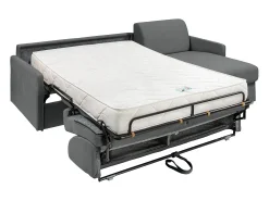 Vente-unique Sofá de canto convertível abertura rápida tecido cinza, cama 160 cm e colchão 18 cm CALIFE^ Sofá