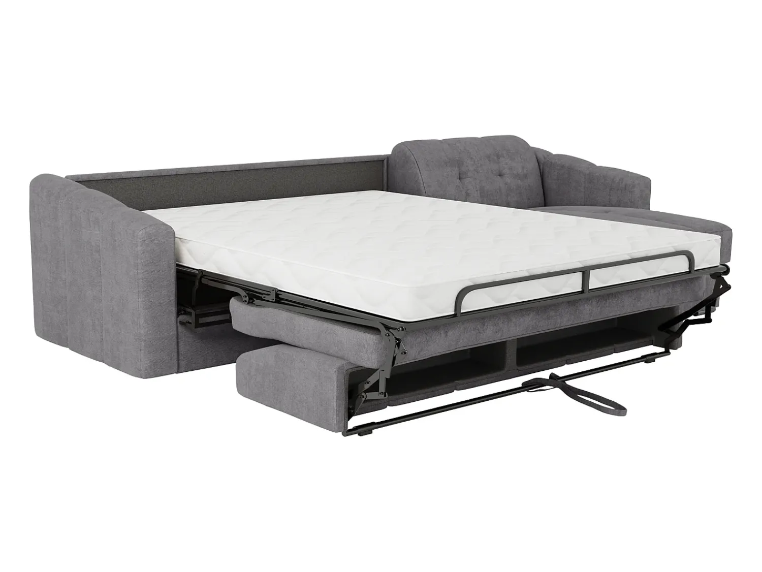 Clearance Vente-unique Sofá de canto convertível abertura rápida tecido ripas largas - 140 cm - 14 cm DARIELO Cinzento