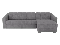 Clearance Vente-unique Sofá de canto convertível abertura rápida tecido ripas largas - 140 cm - 14 cm DARIELO Cinzento