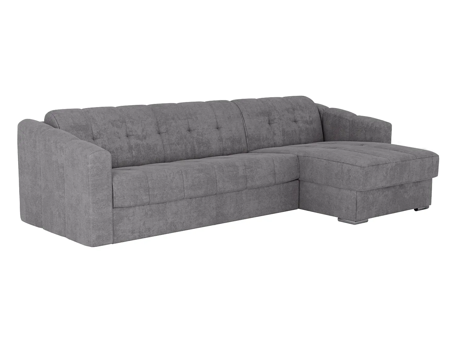 Clearance Vente-unique Sofá de canto convertível abertura rápida tecido ripas largas - 140 cm - 14 cm DARIELO Cinzento
