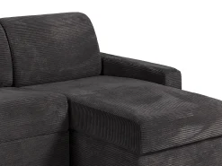 Clearance Vente-unique Sofá de canto convertível abertura rápida veludo canelado cinzento 160 cm ripas largas 14 cm CALITO Cinza antracite