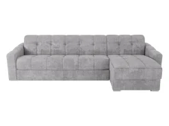 Sofá|Vente-unique Sofá de canto convertível abertura rápida reversível tecido ripas - 140 cm - 22 cm DARIELO Cinzento claro