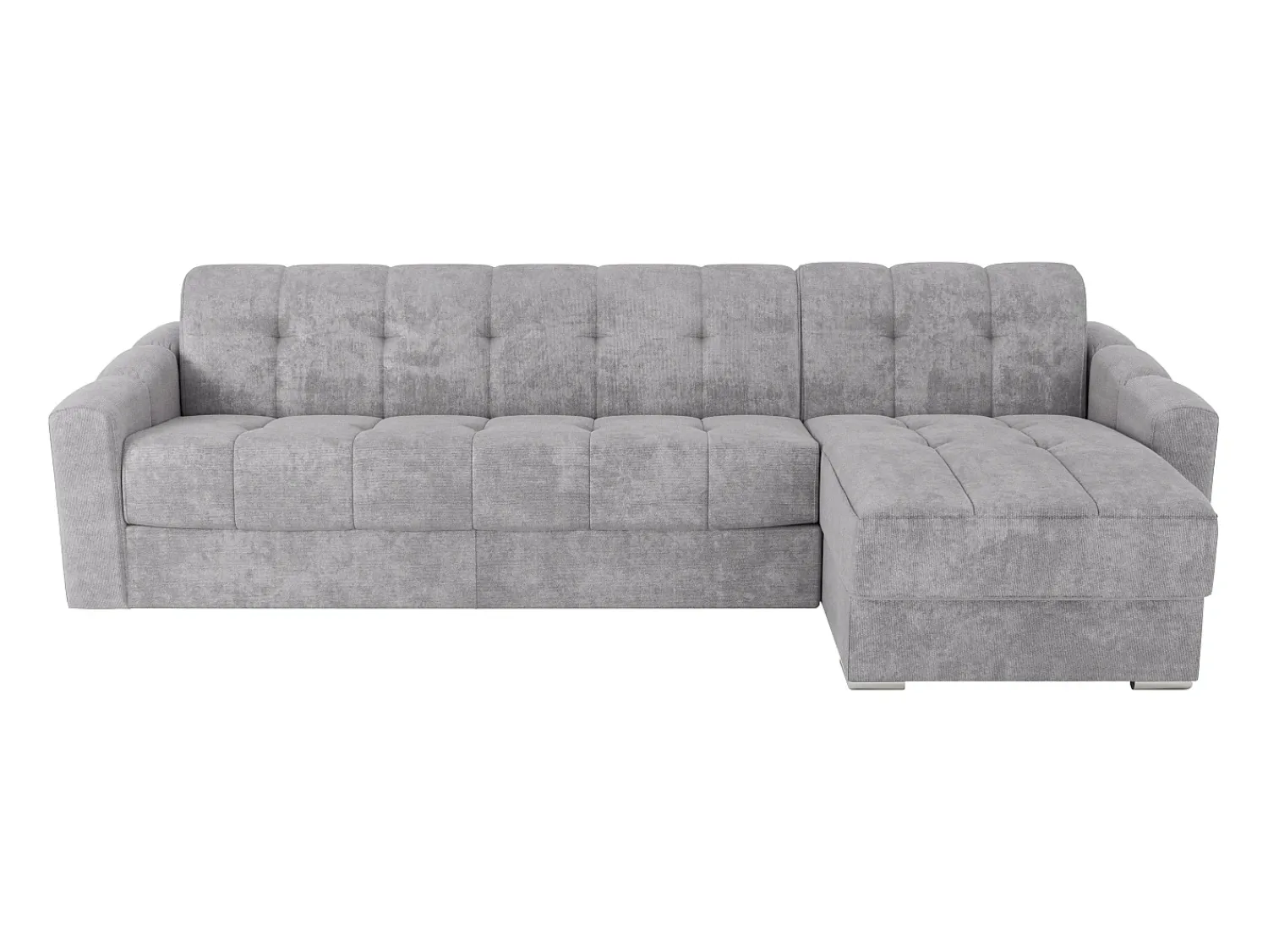 Sofá|Vente-unique Sofá de canto convertível abertura rápida reversível tecido ripas - 140 cm - 22 cm DARIELO Cinzento claro