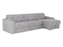 Sofá|Vente-unique Sofá de canto convertível abertura rápida reversível tecido ripas - 140 cm - 22 cm DARIELO Cinzento claro