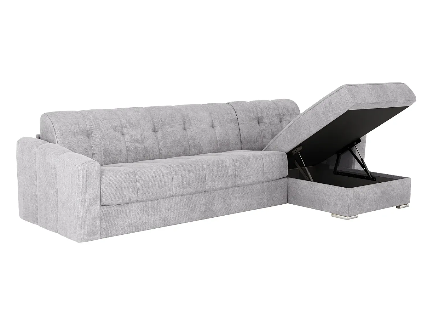 Sofá|Vente-unique Sofá de canto convertível abertura rápida reversível tecido ripas - 140 cm - 22 cm DARIELO Cinzento claro