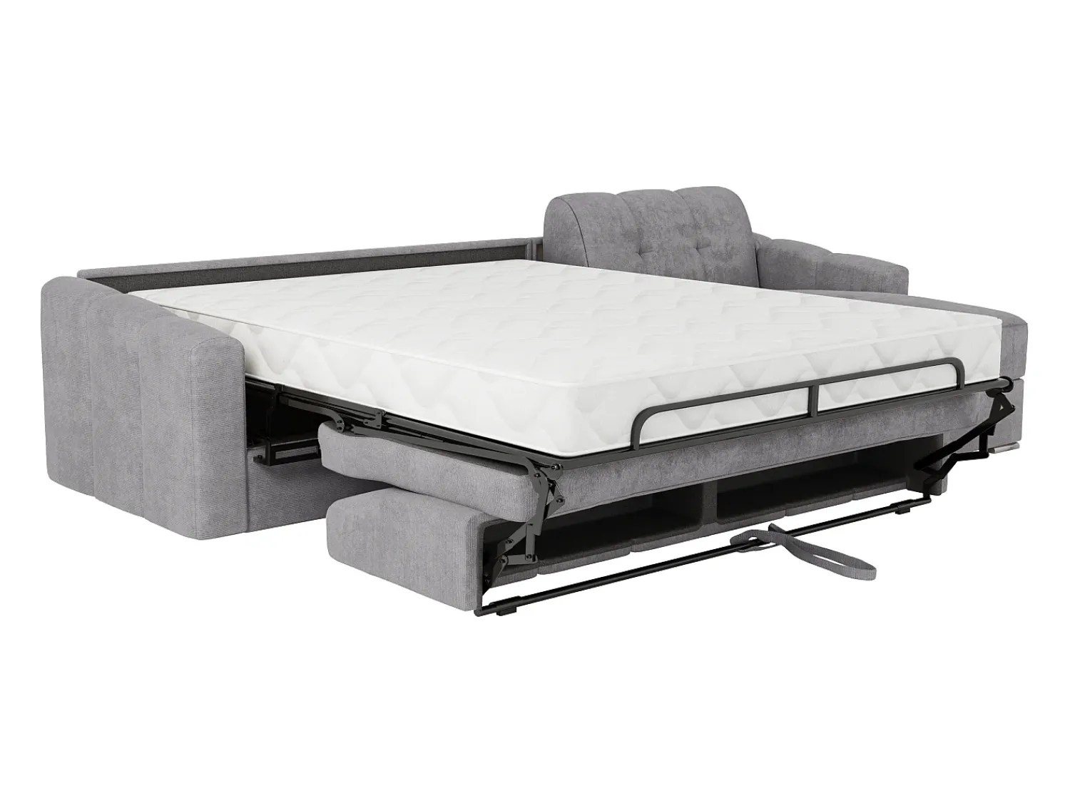 Sofá|Vente-unique Sofá de canto convertível abertura rápida tecido ripas - 160 cm - 22 cm DARIELO Cinzento claro