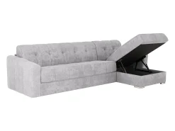 Sofá|Vente-unique Sofá de canto convertível abertura rápida tecido ripas - 160 cm - 22 cm DARIELO Cinzento claro