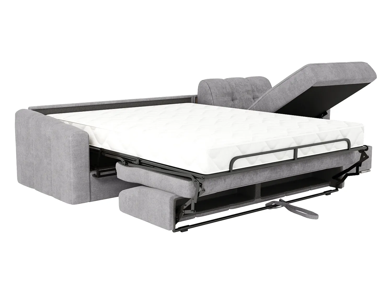 Sofá|Vente-unique Sofá de canto convertível abertura rápida tecido ripas - 160 cm - 22 cm DARIELO Cinzento claro