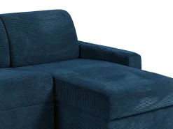 Sofá|Vente-unique Sofá de canto convertível abertura rápida veludo canelado 160 cm ripas largas 18 cm CALITO Azul