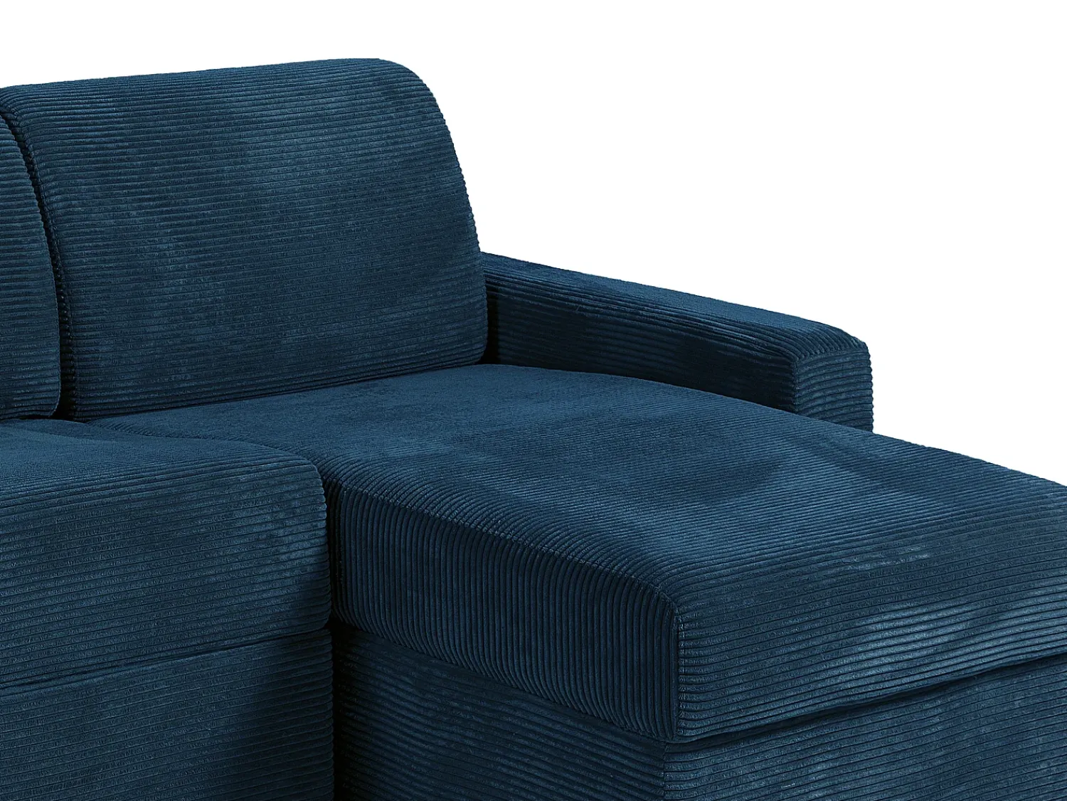 Sofá|Vente-unique Sofá de canto convertível abertura rápida veludo canelado 160 cm ripas largas 18 cm CALITO Azul