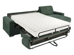 Clearance Vente-unique Sofá de canto convertível abertura rápida veludo canelado verde 140 cm ripas largas 18 cm CALITO Verde pinho