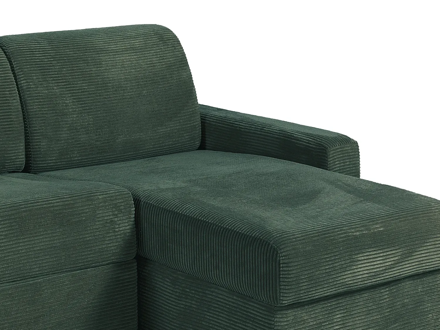 Clearance Vente-unique Sofá de canto convertível abertura rápida veludo canelado verde 140 cm ripas largas 18 cm CALITO Verde pinho