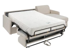 Sofá|Vente-unique Sofá de canto convertível abertura rápida tecido , cama 160 cm e colchão 22 cm CALIFE Bege