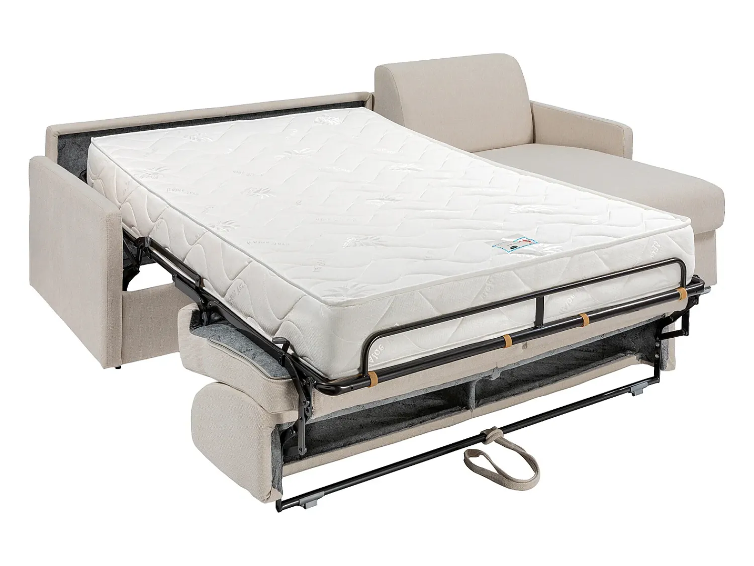 Sofá|Vente-unique Sofá de canto convertível abertura rápida tecido , cama 160 cm e colchão 22 cm CALIFE Bege