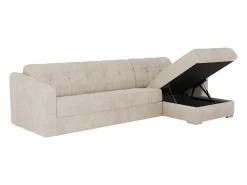 Vente-unique Sofá de canto convertível abertura rápida tecido ripas largas - 160 cm - 22 cm DARIELO Bege
