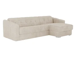 Vente-unique Sofá de canto convertível abertura rápida tecido ripas largas - 160 cm - 22 cm DARIELO Bege