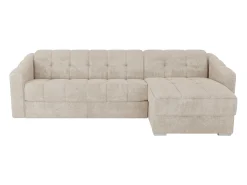 Vente-unique Sofá de canto convertível abertura rápida tecido ripas largas - 160 cm - 22 cm DARIELO Bege