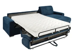 Sofá|Vente-unique Sofá de canto convertível abertura rápida veludo canelado 140 cm ripas largas 14 cm CALITO Azul