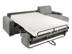 Sale Vente-unique Sofá de canto convertível abertura rápida veludo canelado 160 cm 18 cm CALITO Cinzento claro