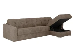 Sofá|Vente-unique Sofá de canto convertível abertura rápida tecido ripas largas - 140 cm - 22 cm DARIELO Taupe