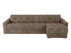 Sofá|Vente-unique Sofá de canto convertível abertura rápida tecido ripas largas - 140 cm - 22 cm DARIELO Taupe
