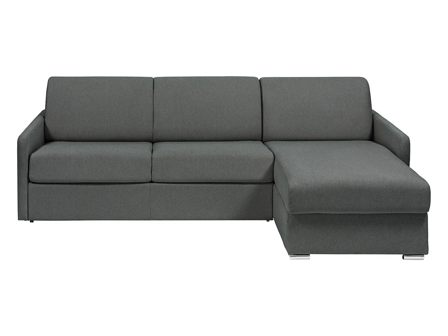 Vente-unique Sofá de canto convertível abertura rápida tecido cinza, cama 160 cm e colchão 22 cm CALIFE^ Sofá