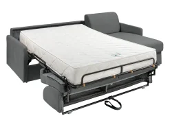 Vente-unique Sofá de canto convertível abertura rápida tecido cinza, cama 160 cm e colchão 22 cm CALIFE^ Sofá