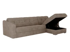 Sofá|Vente-unique Sofá de canto convertível abertura rápida tecido ripas largas - 140 cm - 18 cm DARIELO Taupe