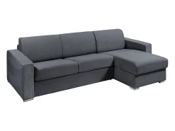 Vente-unique Sofá de canto convertível abertura rápida tecido cinzento antracite ripas 140 cm - 18 cm CALITO^ Sofá