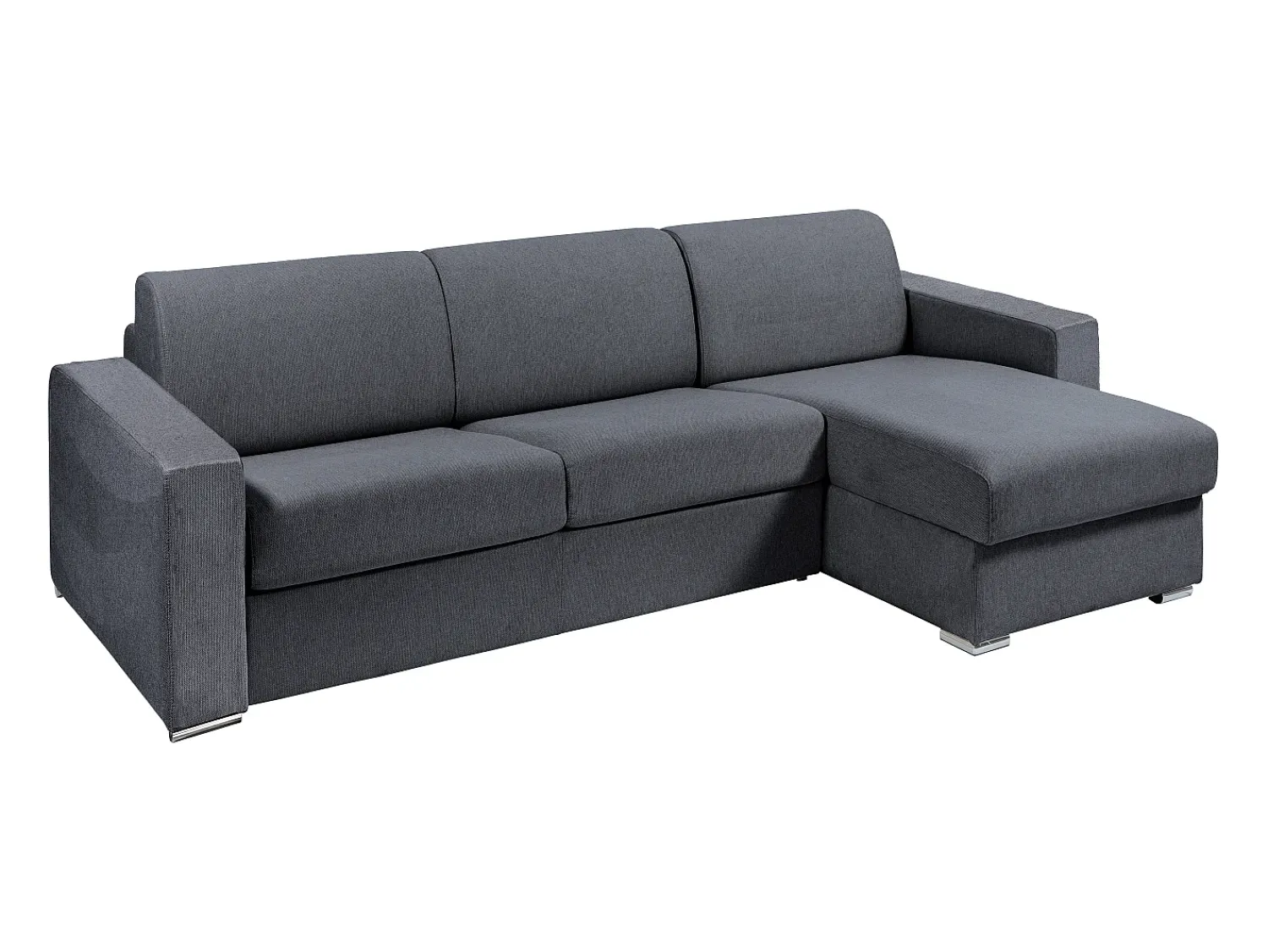 Vente-unique Sofá de canto convertível abertura rápida tecido cinzento antracite ripas 140 cm - 18 cm CALITO^ Sofá