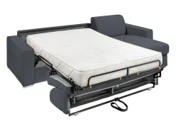 Vente-unique Sofá de canto convertível abertura rápida tecido cinzento antracite ripas 140 cm - 18 cm CALITO^ Sofá