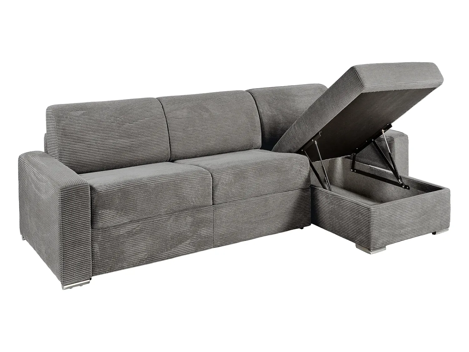 Vente-unique Sofá de canto convertível abertura rápida veludo canelado 160 cm latte large 18 CALITO^ Sofá