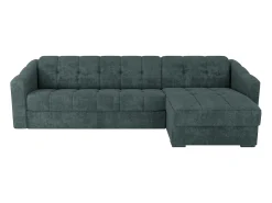 Best Vente-unique Sofá de canto convertível abertura rápida tecido azul pato ripas largas 160 cm - 14 cm DARIELO Azul esverdeado