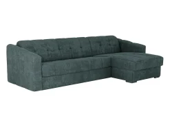 Best Vente-unique Sofá de canto convertível abertura rápida tecido azul pato ripas largas 160 cm - 14 cm DARIELO Azul esverdeado