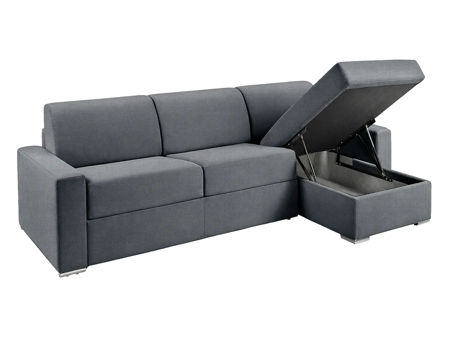 Vente-unique Sofá de canto convertível abertura rápida tecido cinzento antracite ripas 140 cm - 22 cm - CALITO^ Sofá