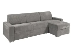 Sofá|Vente-unique Sofá de canto convertível abertura rápida veludo canelado 140 cm 22 cm CALITO Cinzento claro