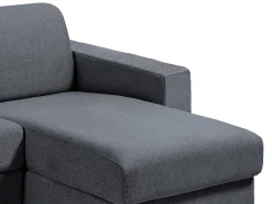 Best Vente-unique Sofá de canto convertível abertura rápida em tecido cinzento antracite - 140 cm - 22 cm - CALITO Cinza antracite / Cinzento