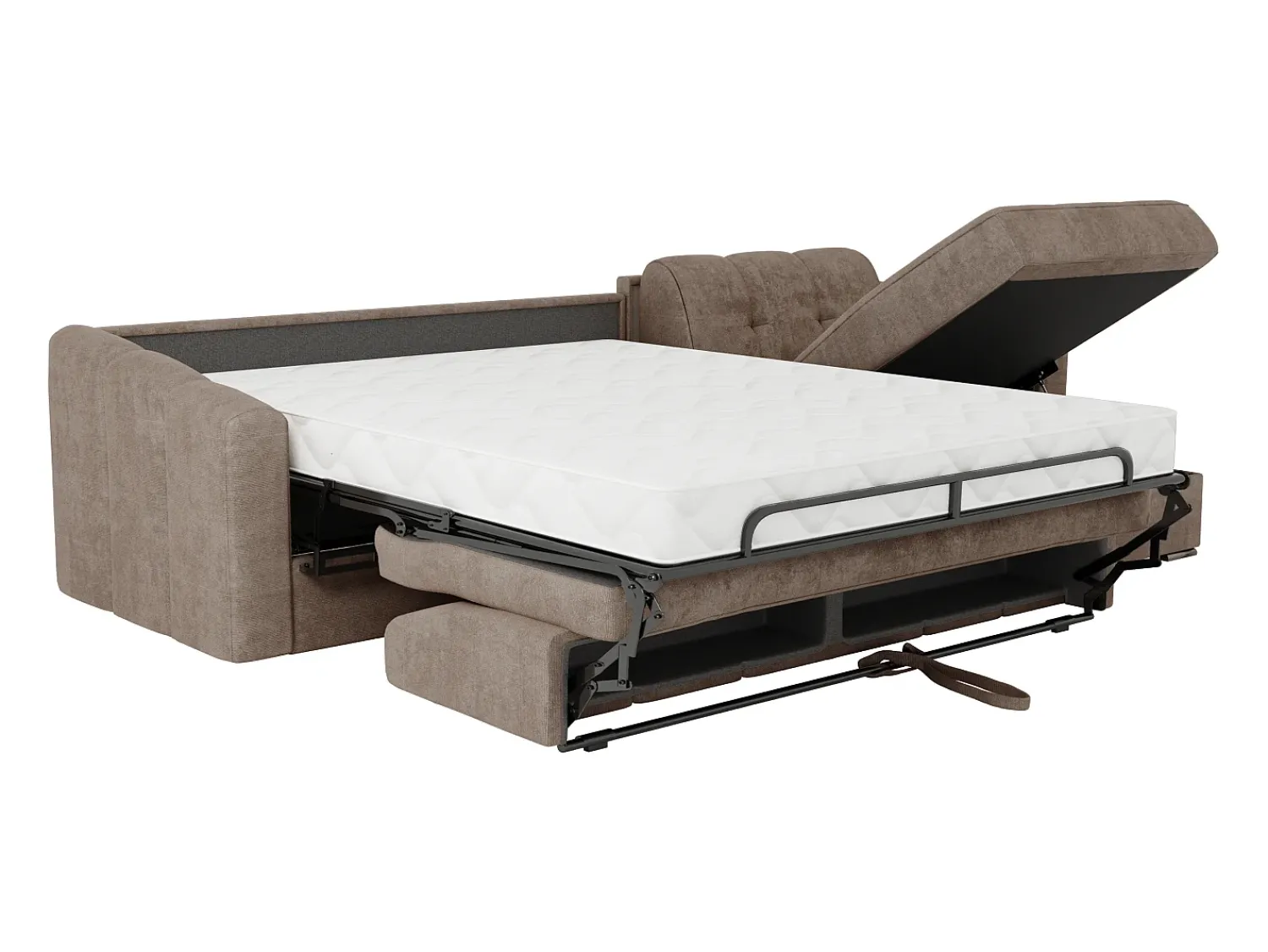 Sofá*Vente-unique Sofá de canto convertível et reversível abertura rápida em tecido - 160 cm - 18 cm DARIELO Taupe