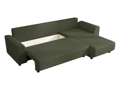 Vente-unique Sofá de canto convertível e reversível veludo canelado verde NESSARO^ Sofá